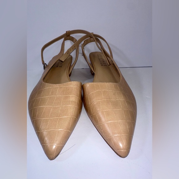 EUC JOURNEE COLLECTION Women's Tan Faux Croc Pattern Slingback Shoes 9.5Wide Low - Picture 3 of 6